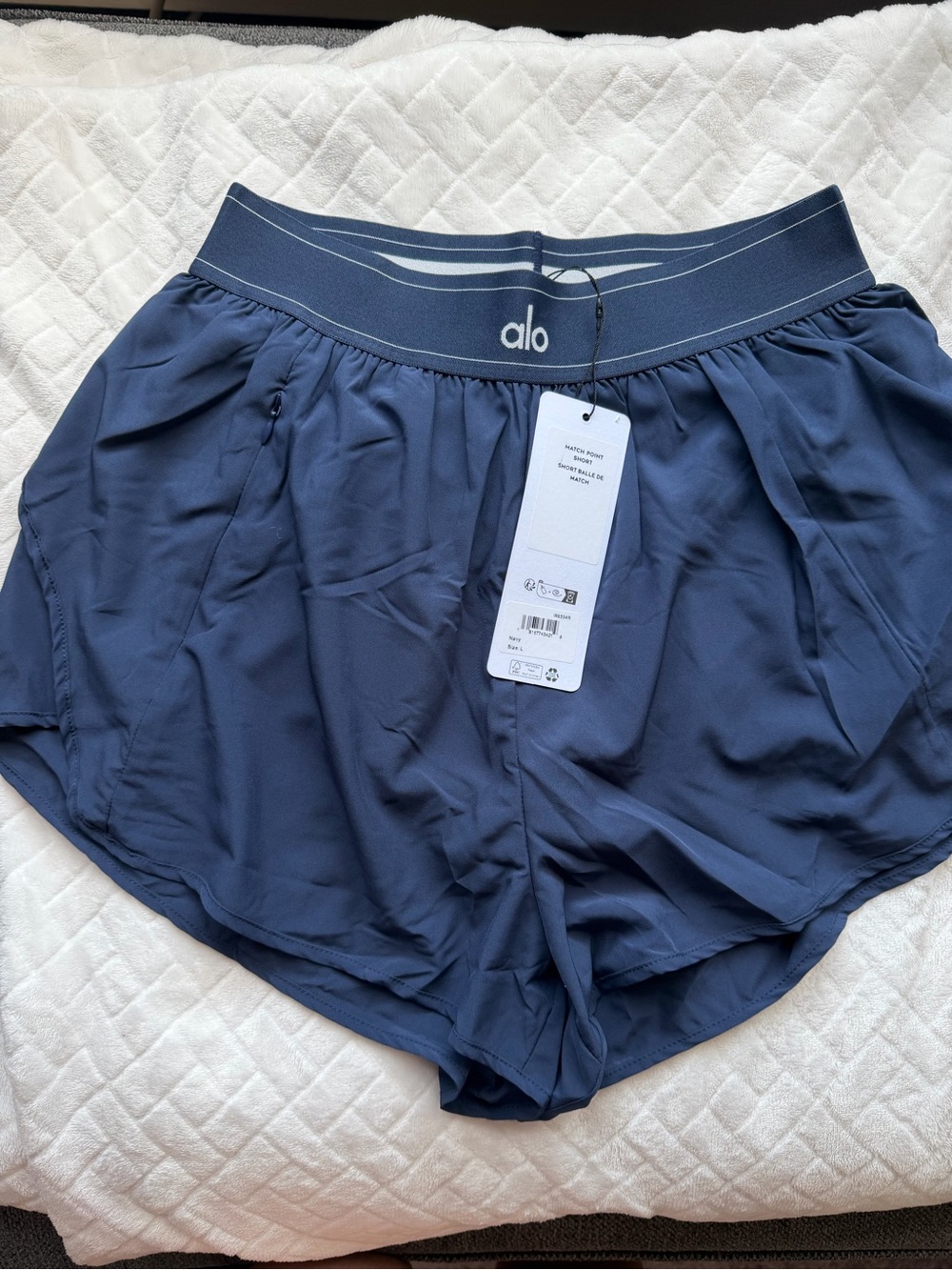 ALO Yoga Navy Athletic Shorts with Branded Waistband